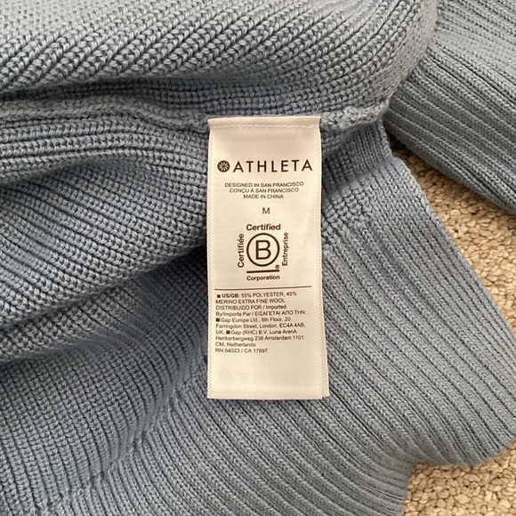 Athleta Sky Blue V-Neck Sweater medium - Picture 6 of 6